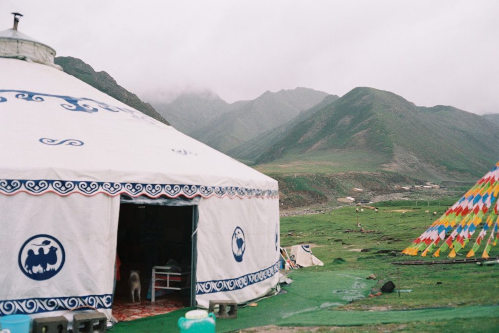 prayer flags and tent